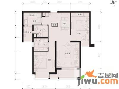 瑞虹新城铭庭2室2厅2卫103.5㎡户型图