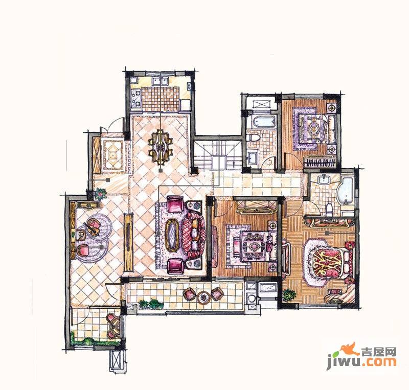 新城忆华里3室2厅2卫171㎡户型图