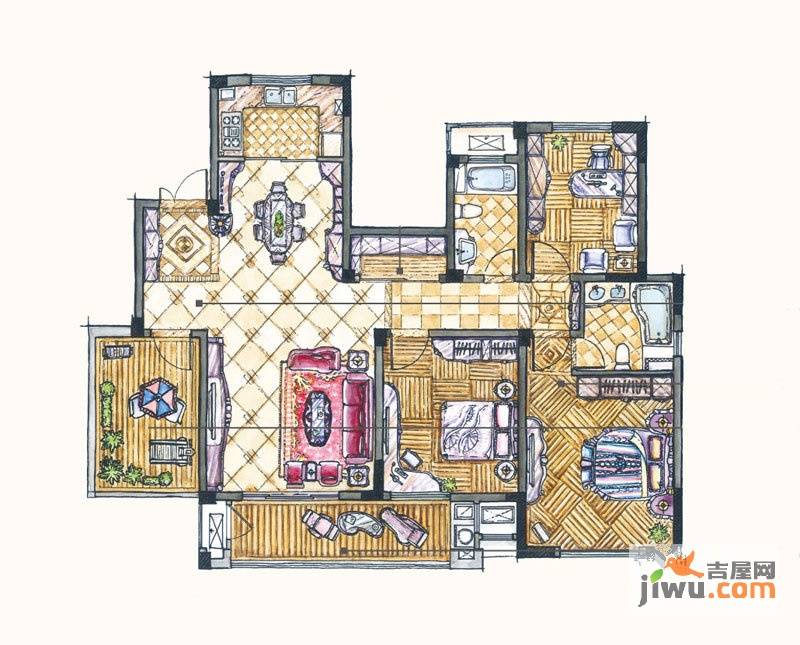 新城忆华里3室2厅2卫144㎡户型图