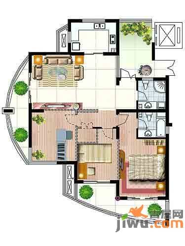 海洲桃花园二期3室2厅2卫120㎡户型图