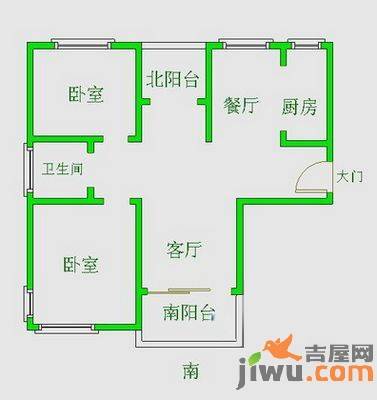 绿地领海二期绿地国际SOHO城2室2厅1卫户型图