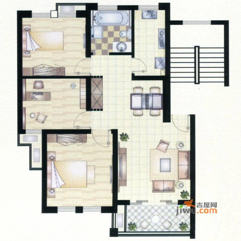 金悦华庭3室2厅1卫88.9㎡户型图