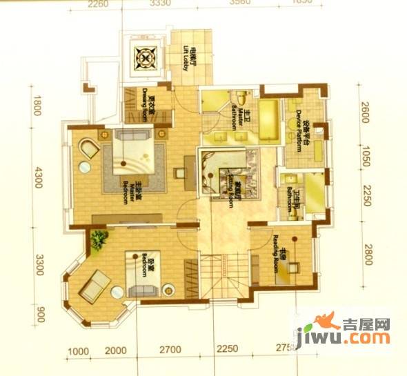 仁恒怡庭3室4厅3卫209㎡户型图