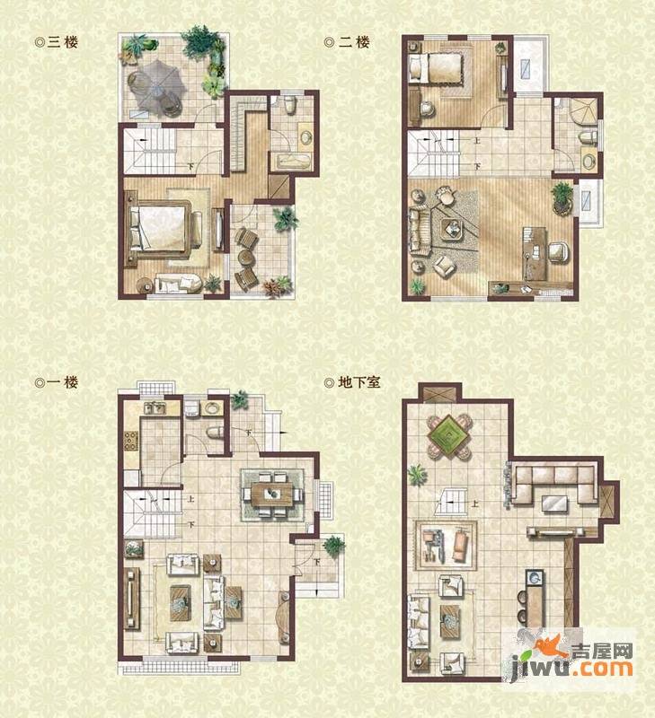 绿地蔷薇四季别墅2室3厅4卫133㎡户型图