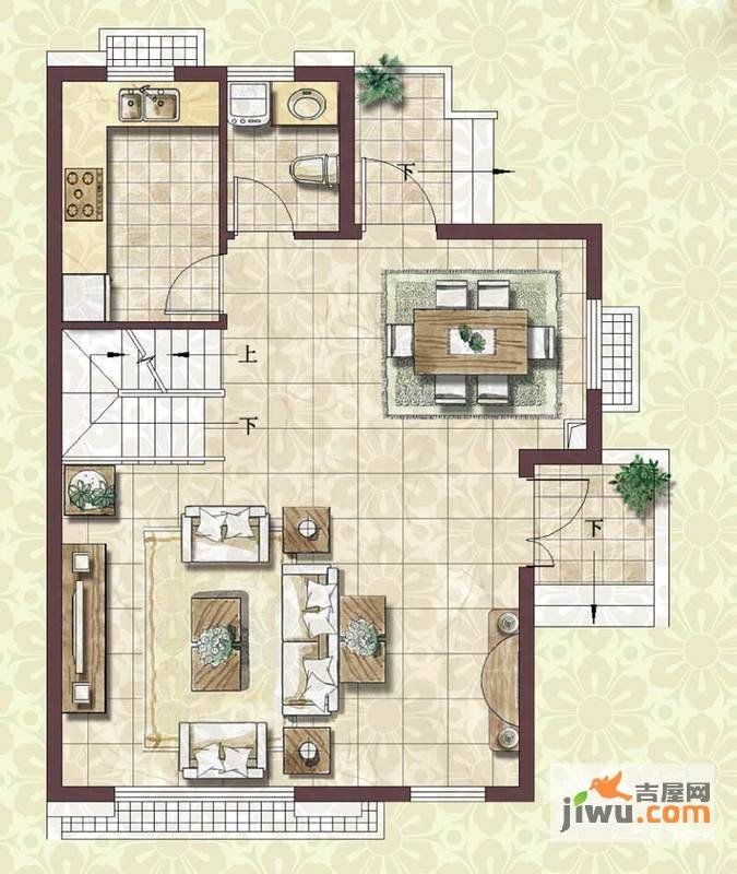 绿地蔷薇四季别墅2室3厅4卫133㎡户型图