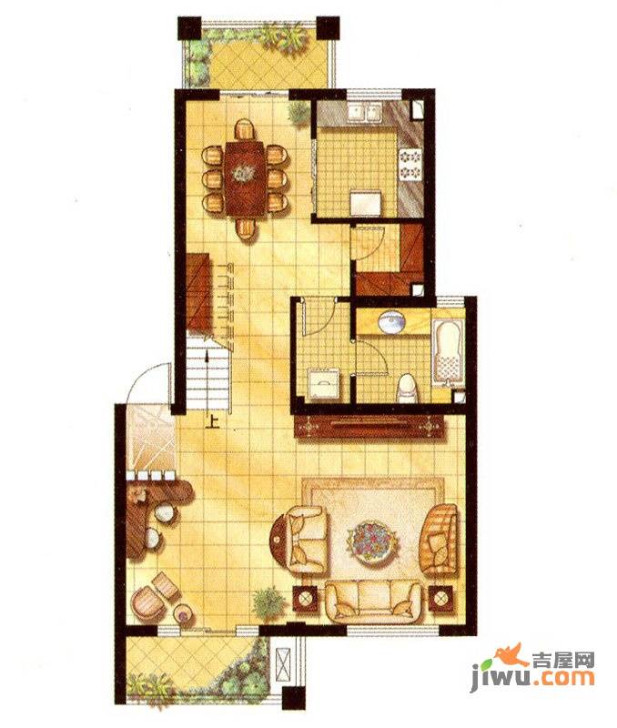 金领国际别墅0室2厅1卫183.2㎡户型图