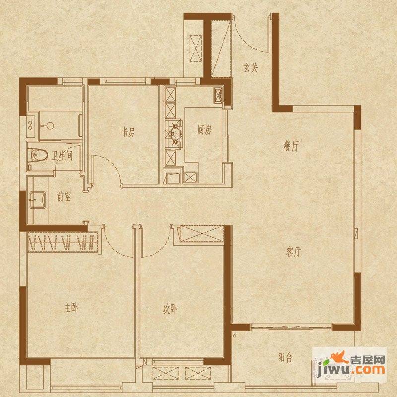 万科清林径3室2厅1卫96㎡户型图