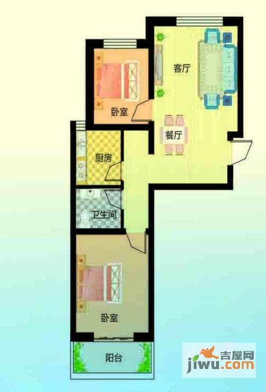 昊和沁园八期3室2厅1卫81.4㎡户型图