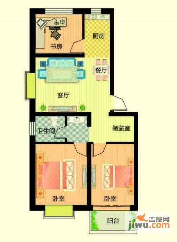 昊和沁园八期3室2厅1卫98.3㎡户型图