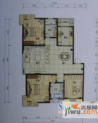 星河城3室2厅2卫户型图