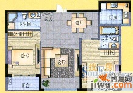 时代.国际商贸社2室2厅1卫108㎡户型图