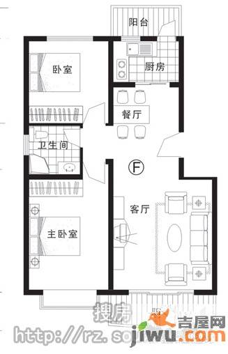 雅都富怡雅苑2室2厅1卫户型图