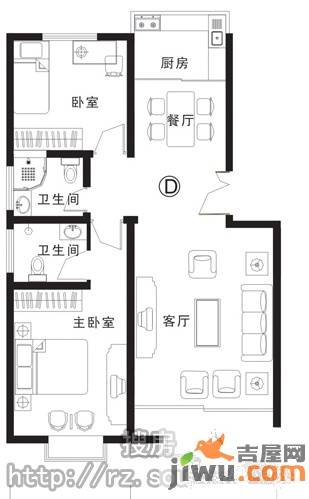 雅都富怡雅苑2室2厅2卫户型图