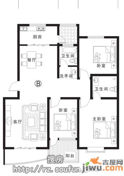 雅都富怡雅苑3室2厅2卫户型图