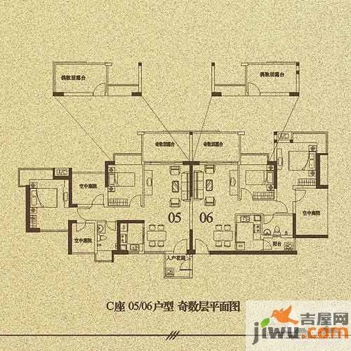 信义荔山公馆5室3厅2卫172.2㎡户型图