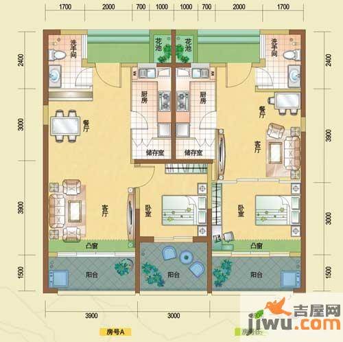 振业峦山谷1室2厅1卫78㎡户型图