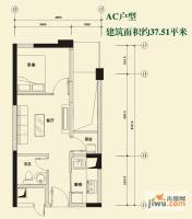 上东湾1室1厅1卫37.5㎡户型图