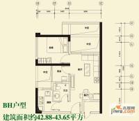 上东湾1室1厅2卫42.9㎡户型图