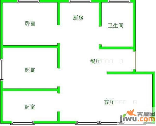 品尚居3室2厅1卫74㎡户型图