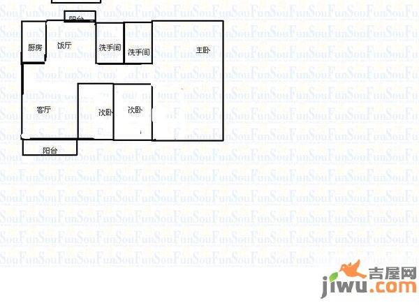 品尚居3室2厅1卫74㎡户型图