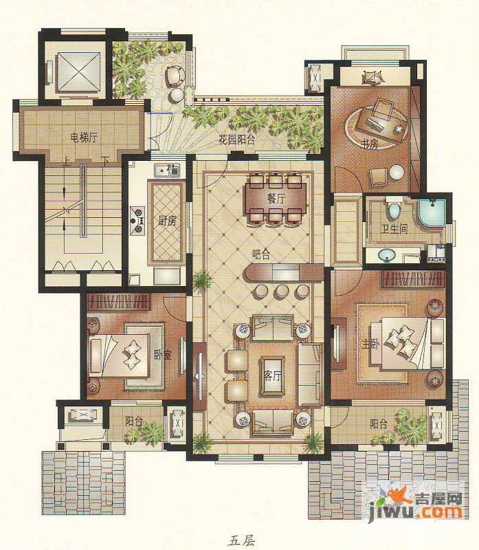 旭辉朗香郡二期臻园3室2厅1卫120㎡户型图