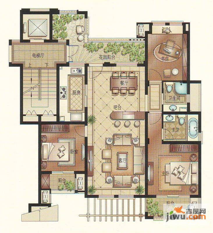 旭辉朗香郡二期臻园3室2厅2卫125㎡户型图