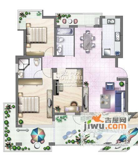 香滨水岸3室2厅2卫137.3㎡户型图