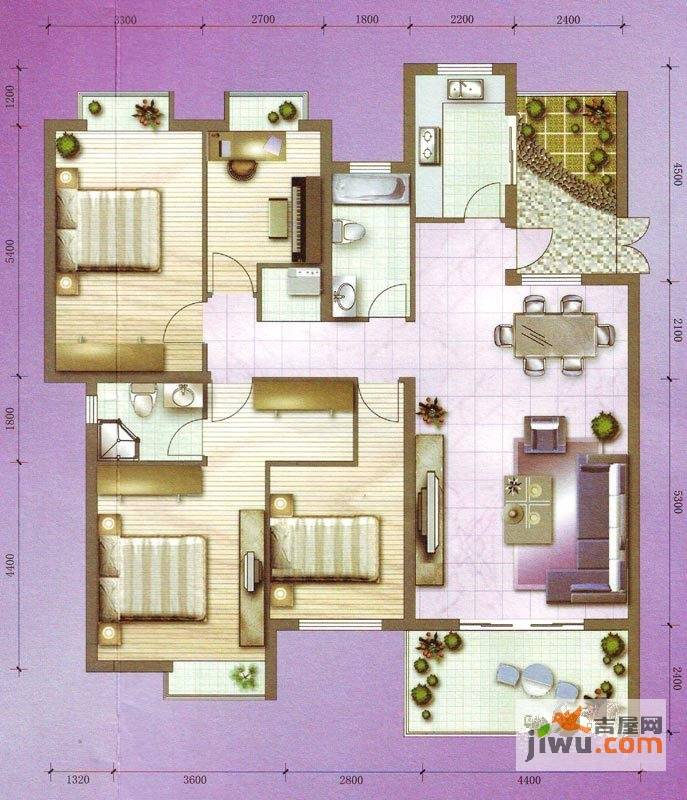 香滨水岸4室2厅2卫161㎡户型图