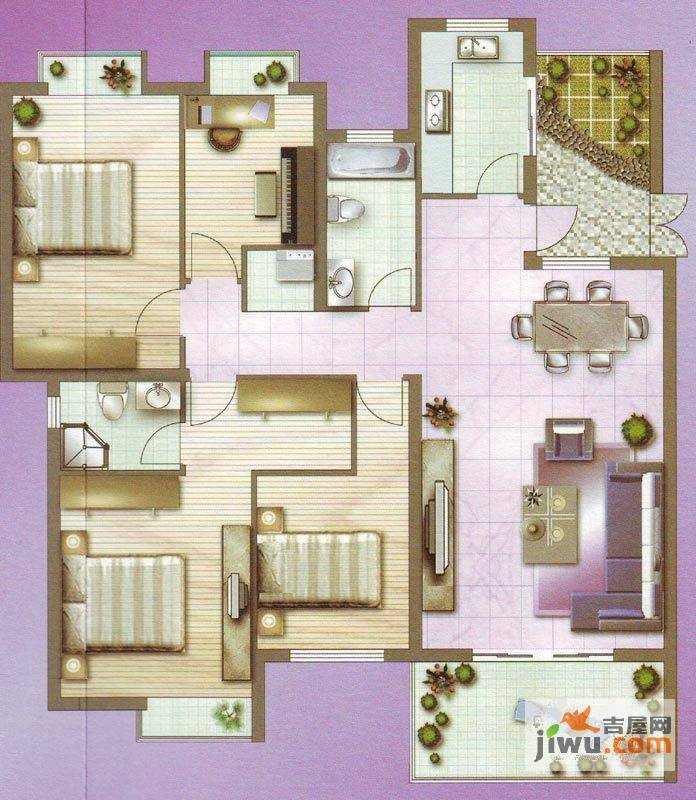 香滨水岸4室2厅2卫161㎡户型图