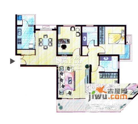 湖山新意3室2厅2卫122㎡户型图