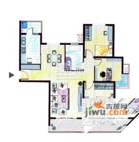 湖山新意3室2厅1卫113㎡户型图