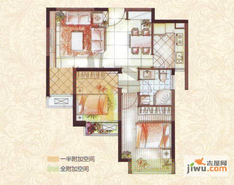 苏州鑫苑国际城市花园2室2厅1卫65㎡户型图