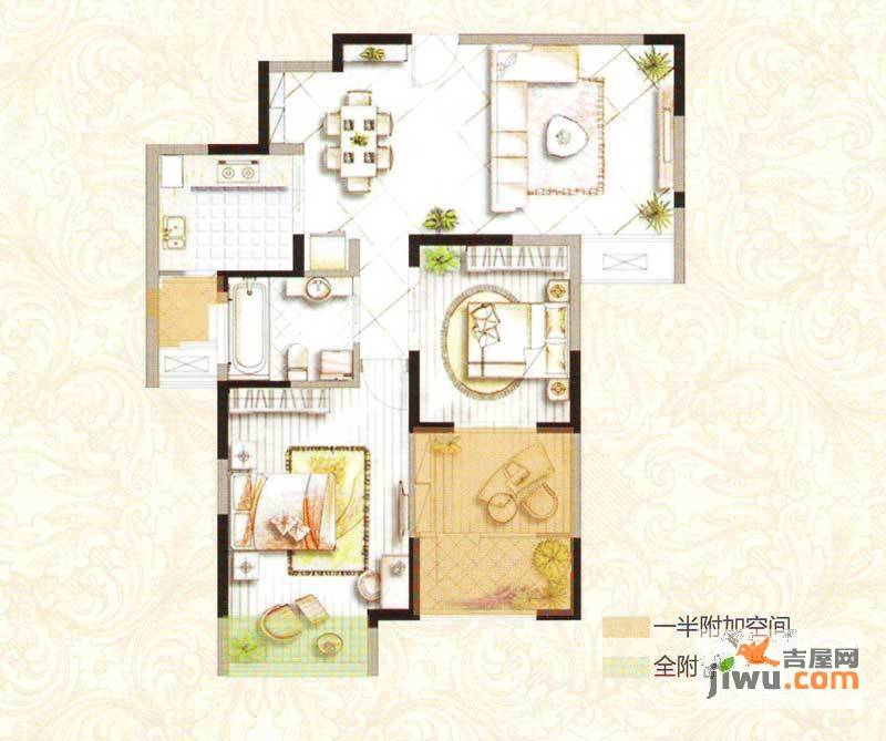 苏州鑫苑国际城市花园3室2厅1卫88㎡户型图