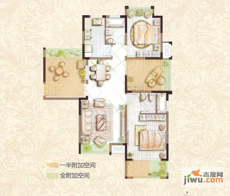 苏州鑫苑国际城市花园3室2厅2卫101㎡户型图