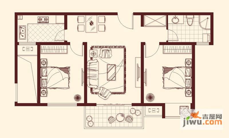 石湖华城2室2厅1卫93.5㎡户型图