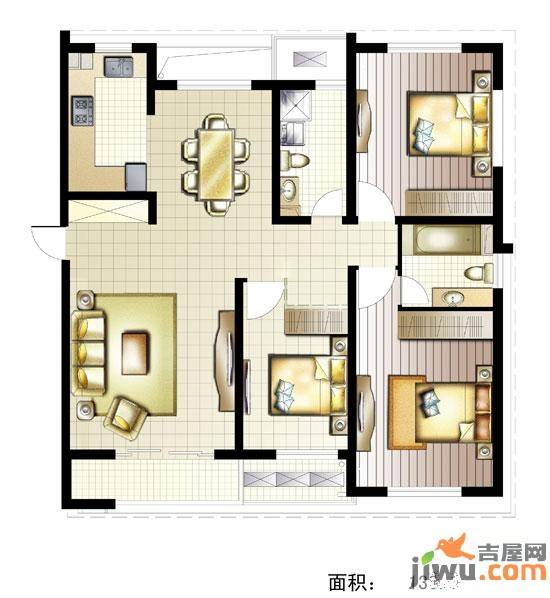 新创理想城3室2厅2卫130㎡户型图