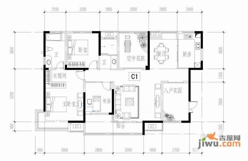 云顶翠峰3室2厅2卫139.8㎡户型图