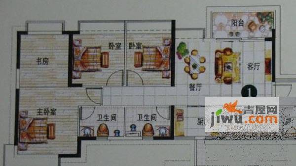 长沙恒大绿洲3室2厅2卫115㎡户型图