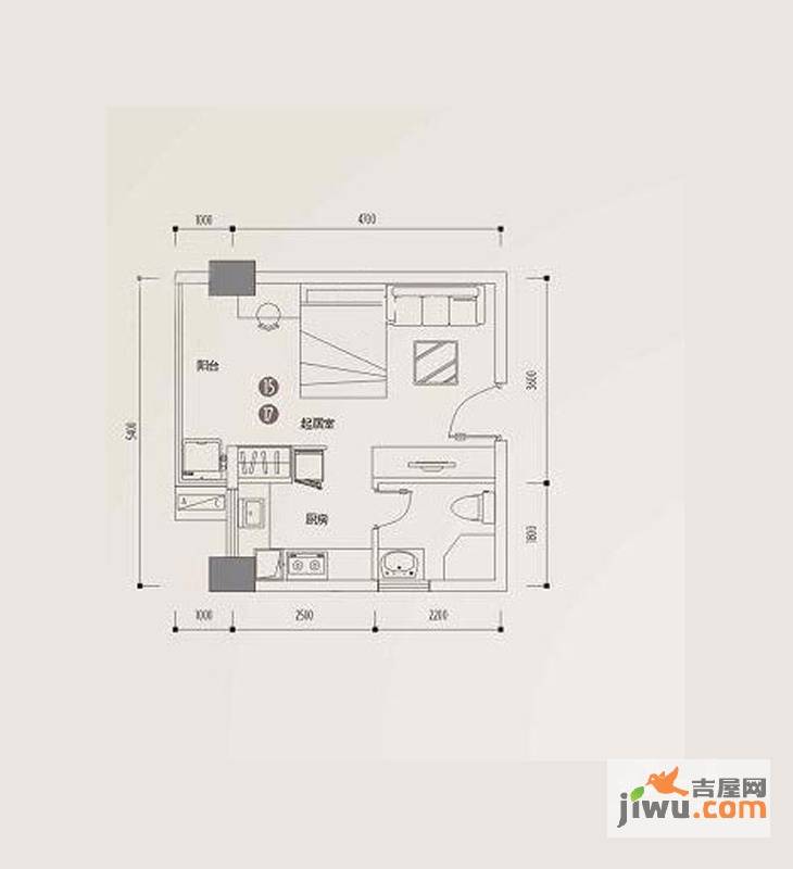 印象天心1室0厅1卫36.1㎡户型图