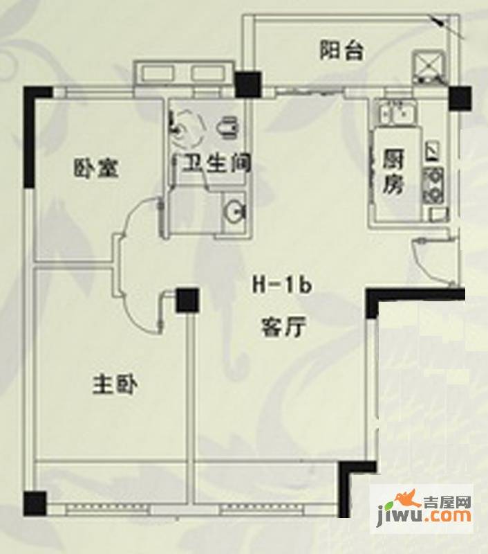 森林公园一号2室2厅1卫98㎡户型图