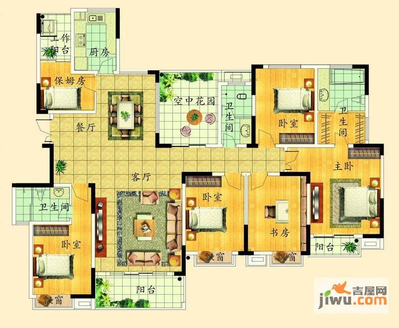 西子湖畔6室2厅3卫219.7㎡户型图