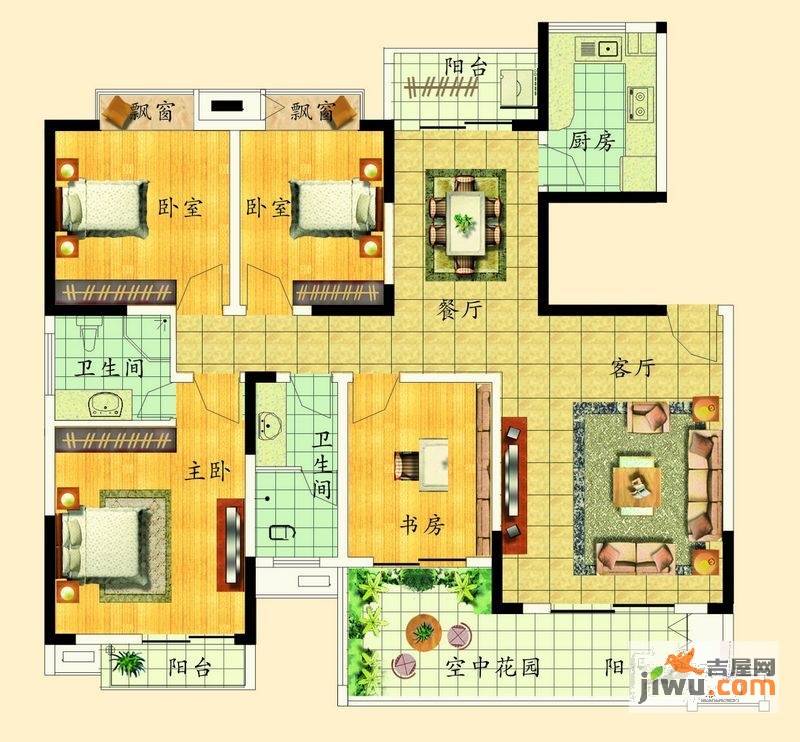 西子湖畔4室2厅2卫149.8㎡户型图