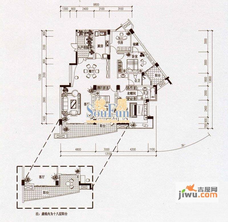 西山汇景4室2厅2卫169.5㎡户型图