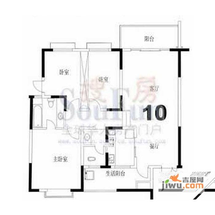 名都凯旋城3室2厅2卫户型图