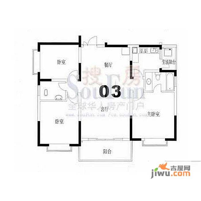 名都凯旋城3室2厅1卫户型图