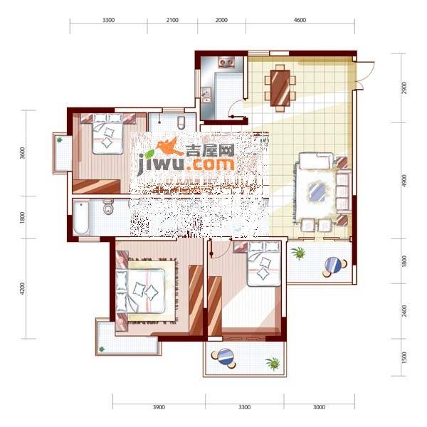 三重星都心3室2厅2卫户型图