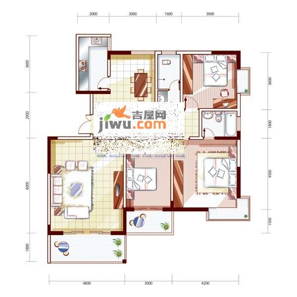 三重星都心3室2厅1卫户型图