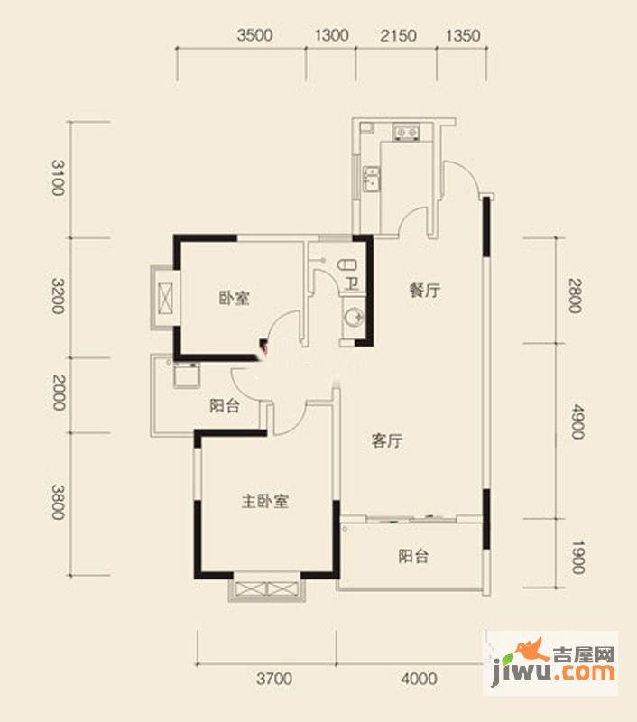 鑫天山城明珠2室0厅1卫户型图