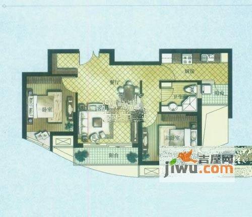 天鸿君邑2室2厅1卫88㎡户型图