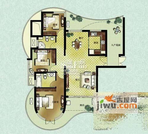 天鸿君邑3室2厅2卫136㎡户型图